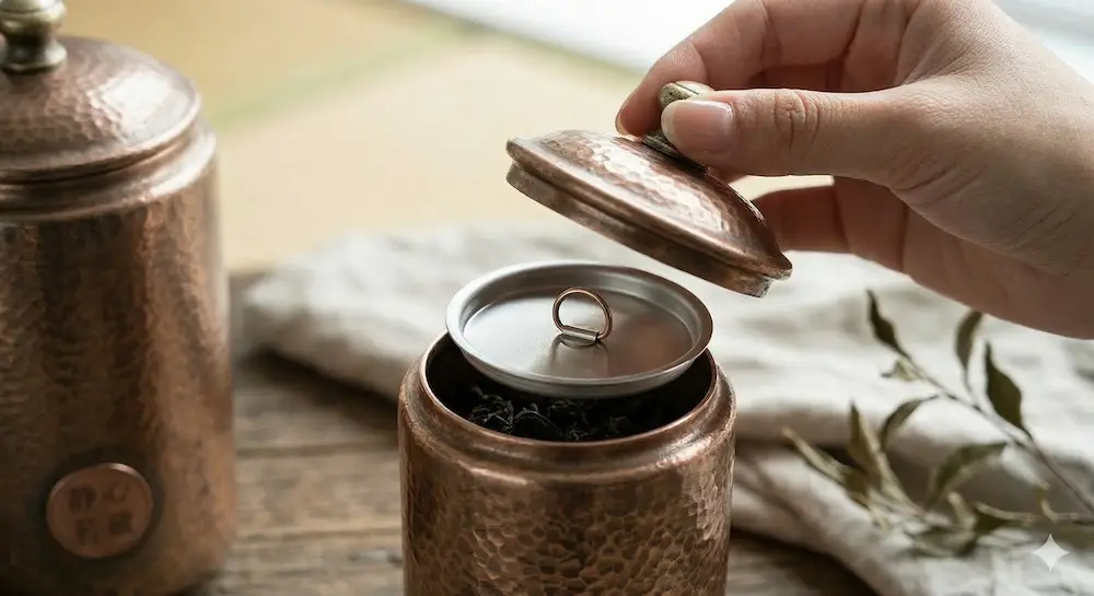 【匠心。雙封】手工錘紋純銅茶葉罐  - 圖片 2