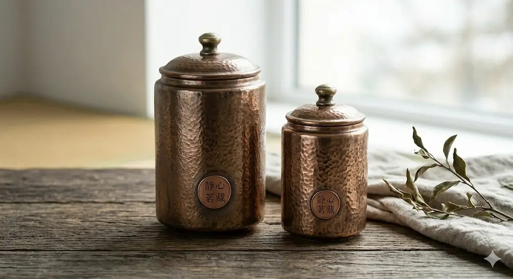 【匠心。雙封】手工錘紋純銅茶葉罐  - 圖片 3